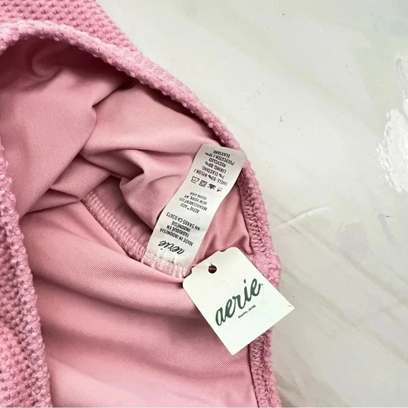 Aerie Waffle V-Neck One Piece Swimsuit Size XL Country Pink Adjustable Straps - Picture 14 of 14